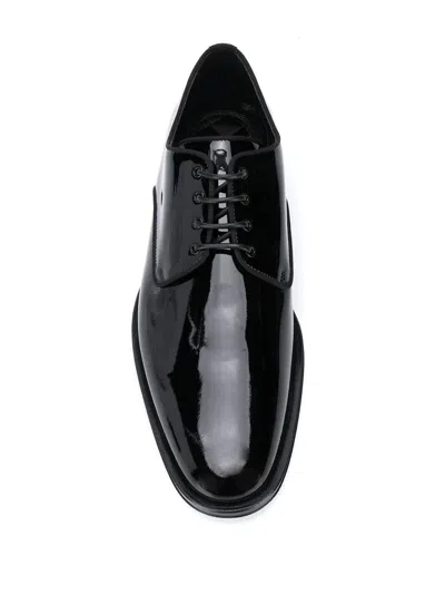 Shop Dolce & Gabbana Derby Glossy Lux Shoes In Black