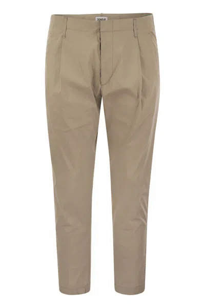 Shop Dondup Ben - Carrot Poplin Trousers In Sand