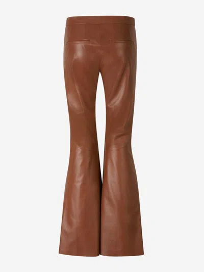 Shop Dorothee Schumacher Flared Leather Pants In Brown