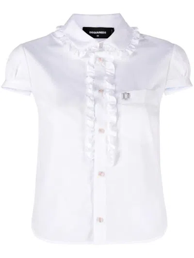 Shop Dsquared2 Little Ruffled Poplin Shirt Clothing In White