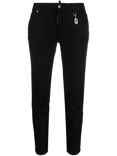 Shop Dsquared2 Medium Waist Cropped Clothing In Black