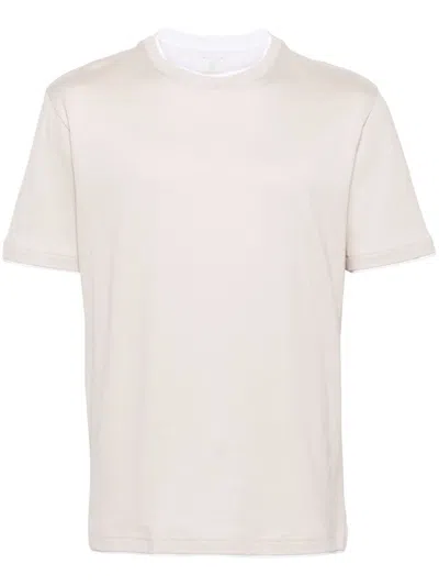 Shop Eleventy Crewneck T-shirt Clothing In Nude & Neutrals