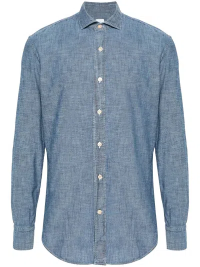 Shop Eleventy ml Shirt Dandy Collar Clothing In Blue