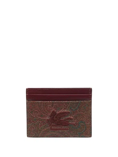 Shop Etro Paisley Card Holder Accessories In Brown