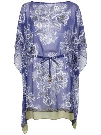 Shop Etro Women's Mini Dress Cover-up Clothing In Blue