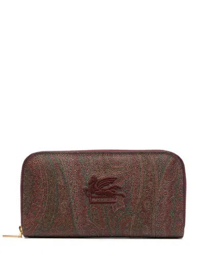 Shop Etro Zipper Aroung Paisley Accessories In Brown