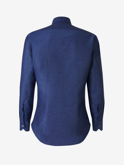 Shop Fray Fil A Fil Linen Shirt In Navy Blue