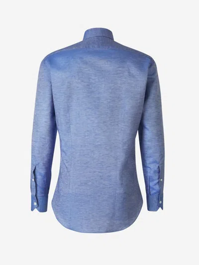 Shop Fray Fil A Fil Linen Shirt In Blue