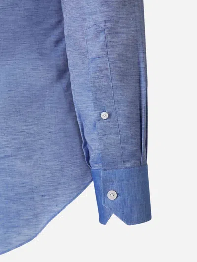 Shop Fray Fil A Fil Linen Shirt In Blue