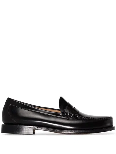 Gh Bass Weejuns Heritage Larson Weave Polished-leather Penny Loafers In Black