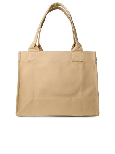 Shop Ganni 'easy' Cream Recycled Cotton Shopping Bag