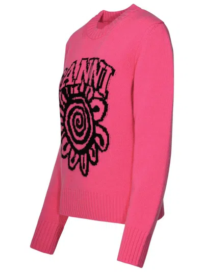 Shop Ganni Fuchsia Wool Blend Sweater In Fucsia