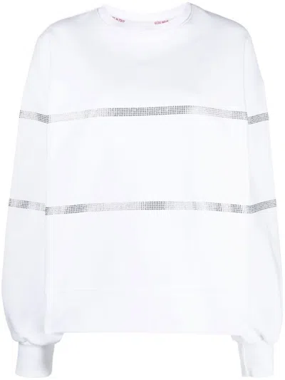 Gcds Cotton Sweatshirt With Frontal Logo Patch In White
