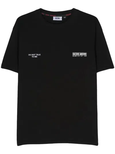 Shop Gcds Do Not Talk To Me Loose T-shirt Clothing In Black