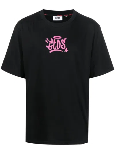 Shop Gcds Graffiti-logo Loose T-shirt Clothing In Black