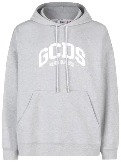 Shop Gcds Logo Loose Hoodie Clothing In Grey
