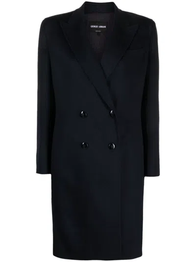 Shop Giorgio Armani Coat Clothing In Blue