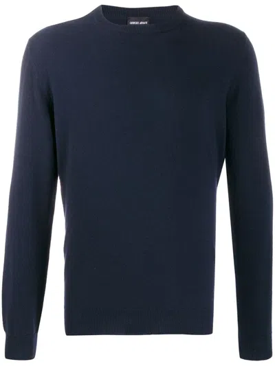 Shop Giorgio Armani Roundneck Pullover Clothing In Blue