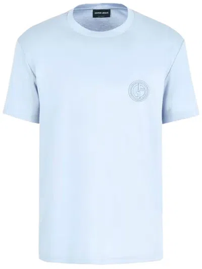 Shop Giorgio Armani T-shirt Clothing In Blue