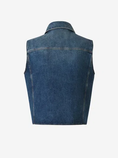 Shop Givenchy Cotton Denim Vest In Embroidered Logo On The Front