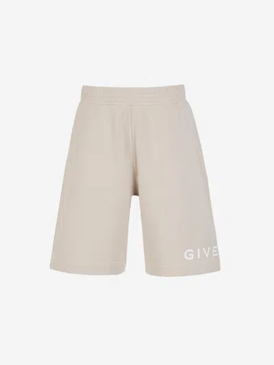 Shop Givenchy Cotton Logo Bermuda Shorts In Light Grey