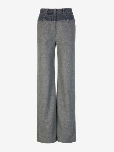 Shop Givenchy Oversize Wool Pants In Dark Grey