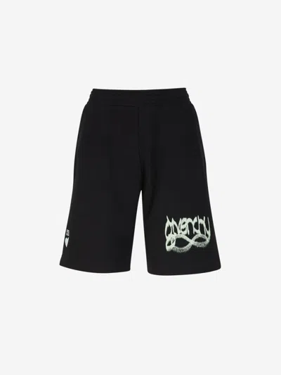Shop Givenchy Printed Cotton Shorts In Black