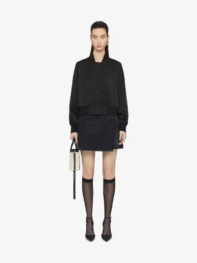 Shop Givenchy Voyou Denim Mini Skirt In Curved Design