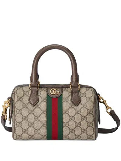 Shop Gucci Mini Ophidia Hand Bags In Brown