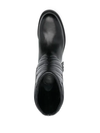 Gucci Quilted Leather Ankle Boots With Low Heel In Black