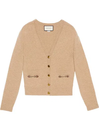 Shop Gucci Cardigan Clothing In Brown