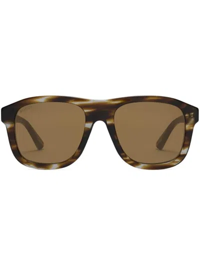Shop Gucci Eyewear Man Sunglasses Accessories In Brown