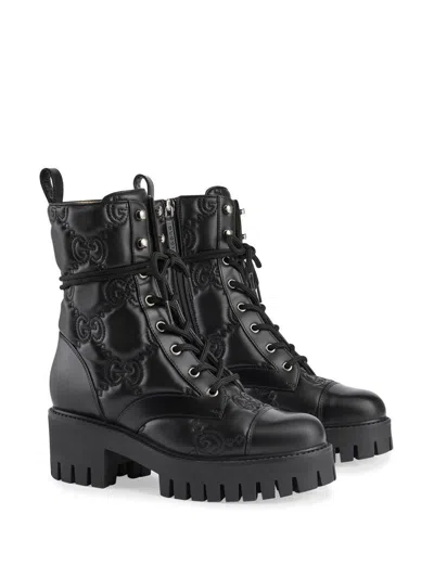 Shop Gucci Leather Boot Shoes In Black