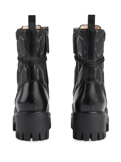 Shop Gucci Leather Boot Shoes In Black
