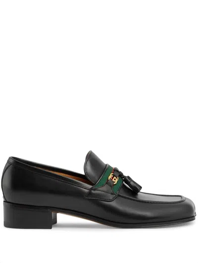 Shop Gucci Leather Loafer Shoes In Black