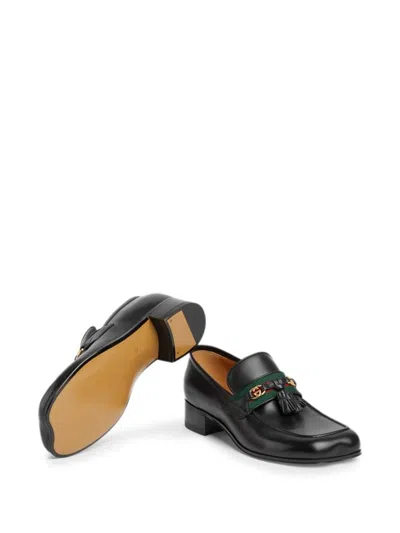 Shop Gucci Leather Loafer Shoes In Black