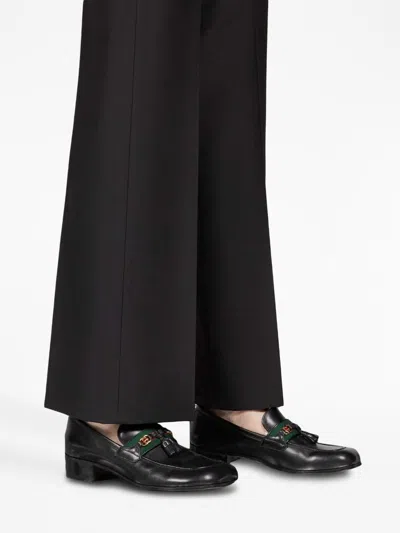 Shop Gucci Leather Loafer Shoes In Black