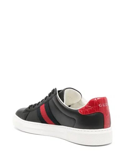 Shop Gucci Leather Sneaker Shoes In Black