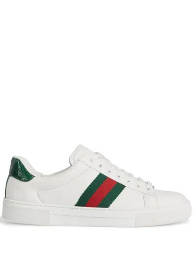 Shop Gucci Leather Sneaker Shoes In White