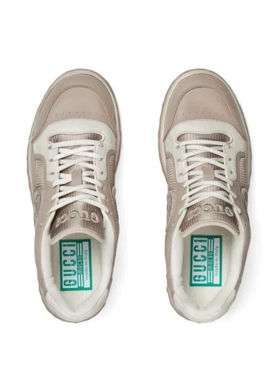 Shop Gucci Leather Sneaker Shoes In Nude & Neutrals