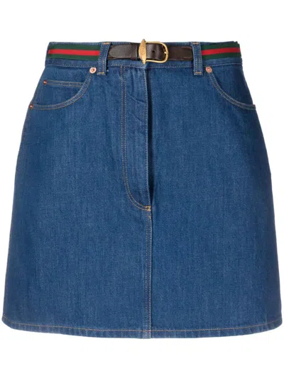 Shop Gucci Skirt Clothing In Blue