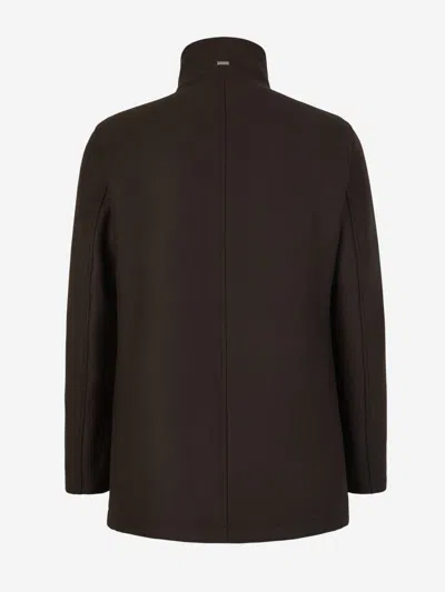 Shop Herno Wool Coat In Dark Brown
