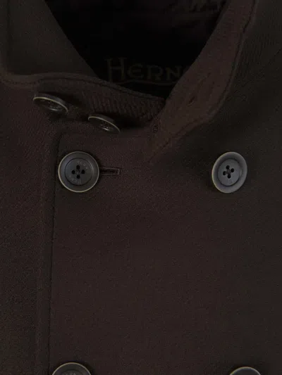 Shop Herno Wool Coat In Dark Brown