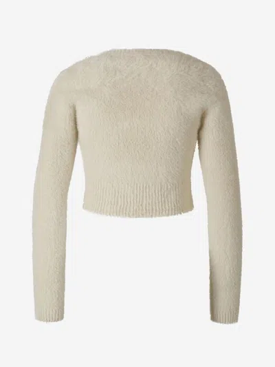 Shop Jacquemus Cardigan La Maille Neve In Ivory