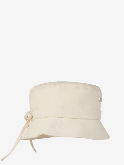 Shop Jacquemus Denim Bucket Hat In Ivory