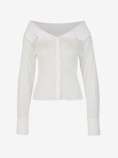 Shop Jacquemus La Chemise Brezza Shirt In Loose Design With Sheer Knit