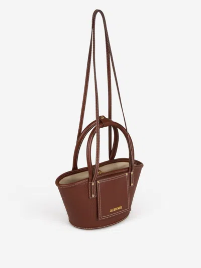 Shop Jacquemus Le Petit Panier Soli Leather Bag In Brown