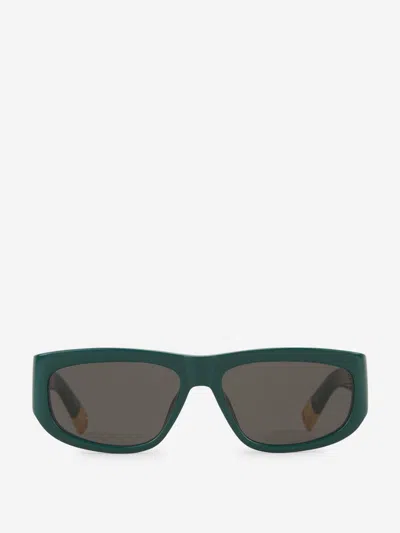 Shop Jacquemus Rectangular Sunglasses In Dark Green