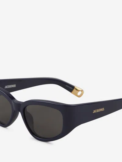 Shop Jacquemus Rectangular Sunglasses In Midnight Blue
