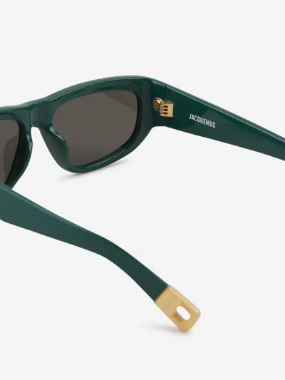Shop Jacquemus Rectangular Sunglasses In Dark Green